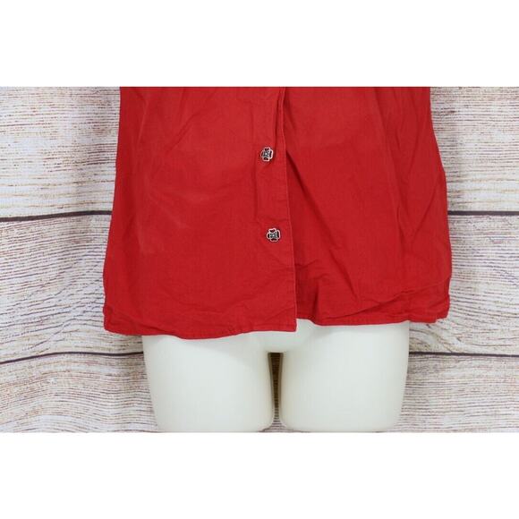 VINTAGE Samantha Edwards Womens Size Small Padded Shoulder Button Down Shirt Red - Picture 5 of 7